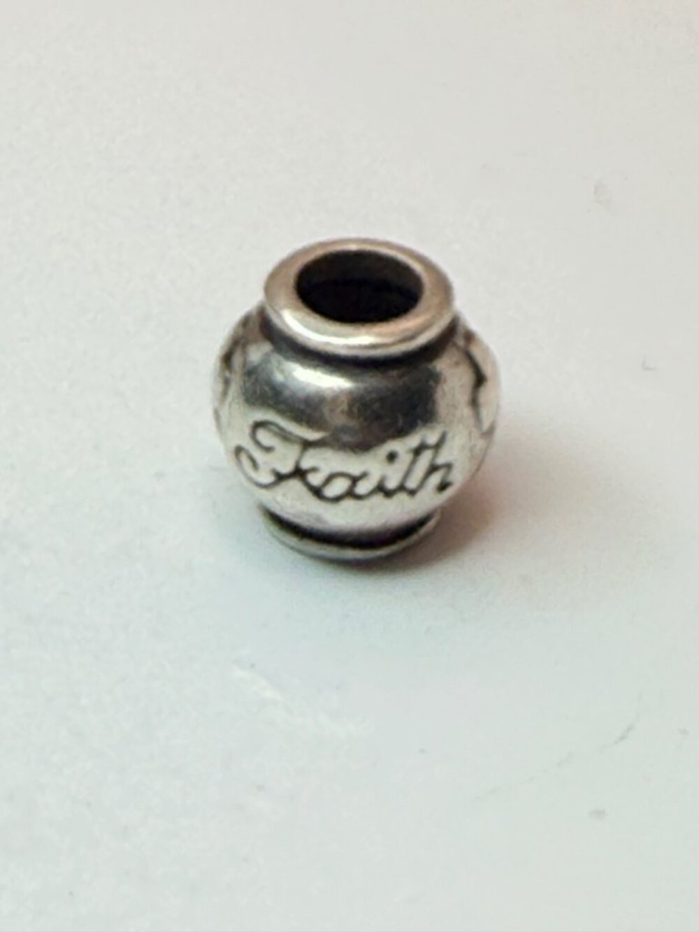 IBB Faith Cross Sterling Silver Smooth Core Charm Bead 925